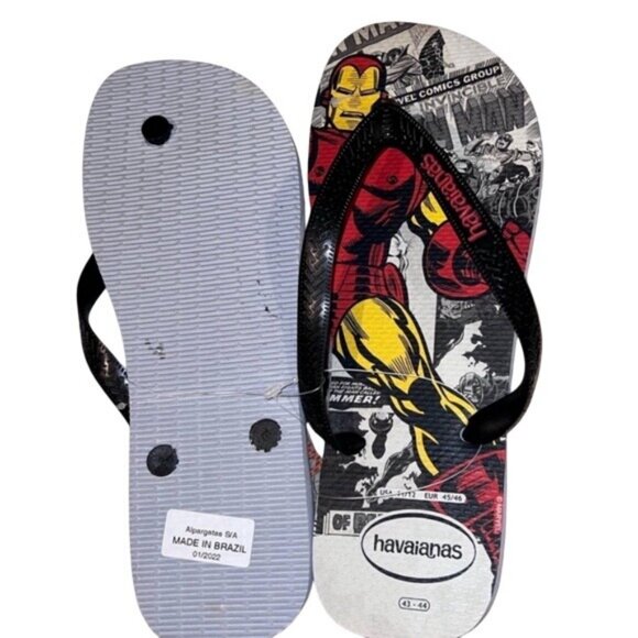 Marvel Iron Man Comic Havaianas Flip Flops Men’s Size 11/12 Summer And Vacation - Picture 4 of 7